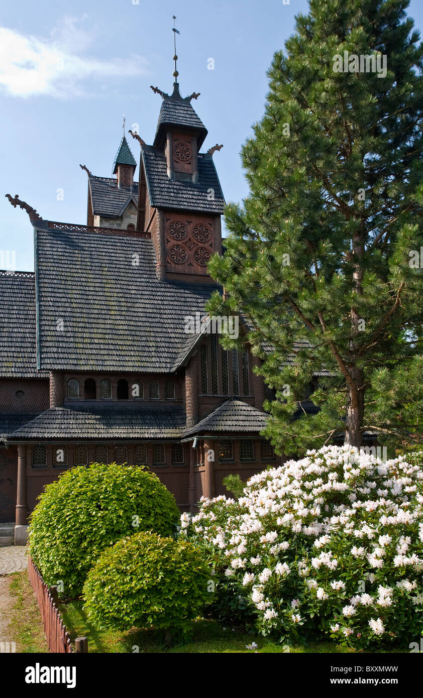 Wang Temple (Church of Our Savior's Mountain) - protestant parish church in Karpacz, Poland Stock Photo