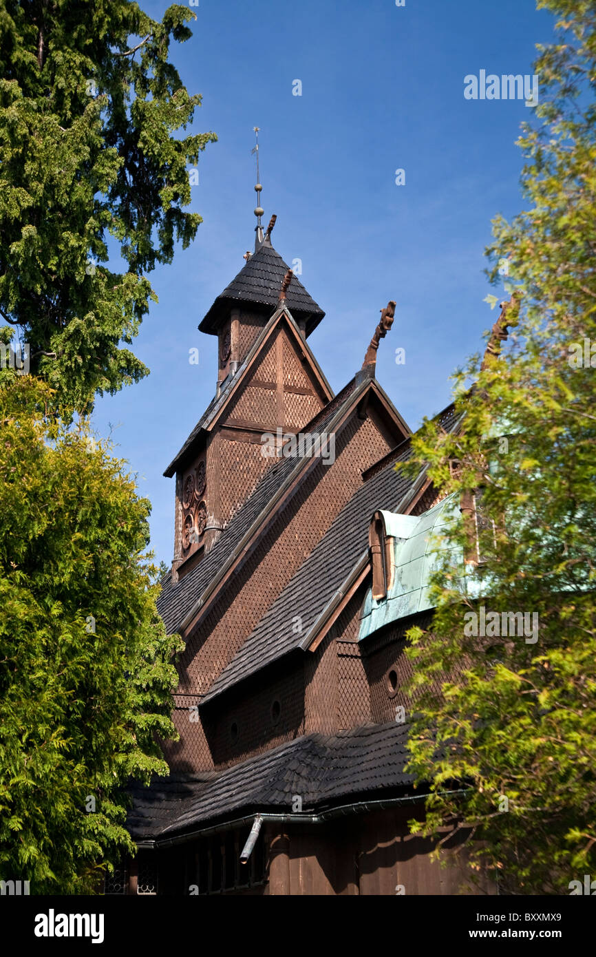 Wang Temple (Church of Our Savior's Mountain) - protestant parish church in Karpacz, Poland Stock Photo