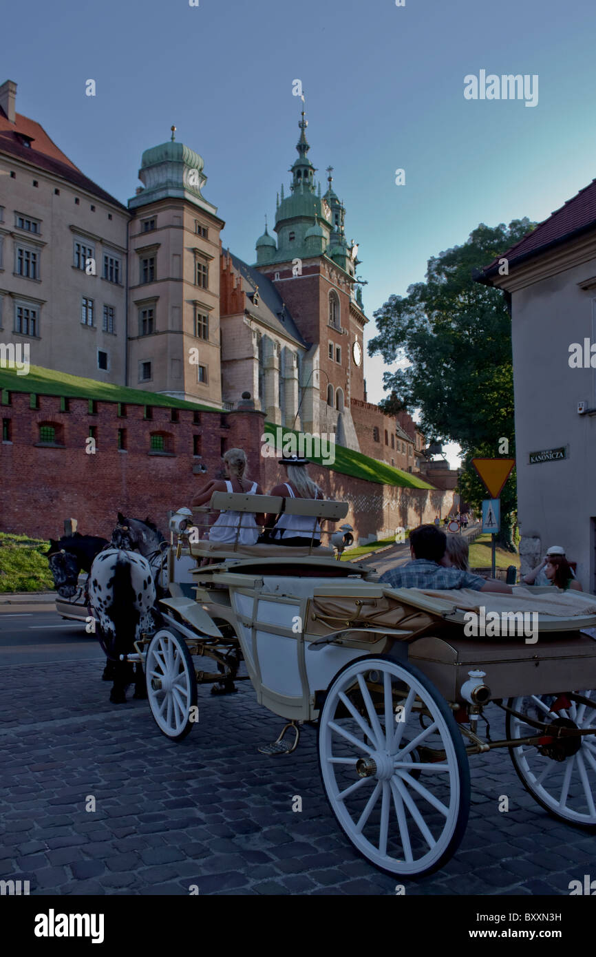 View of the Wawel Hill from Kanonicza Street, Cracow, Poland Stock Photo