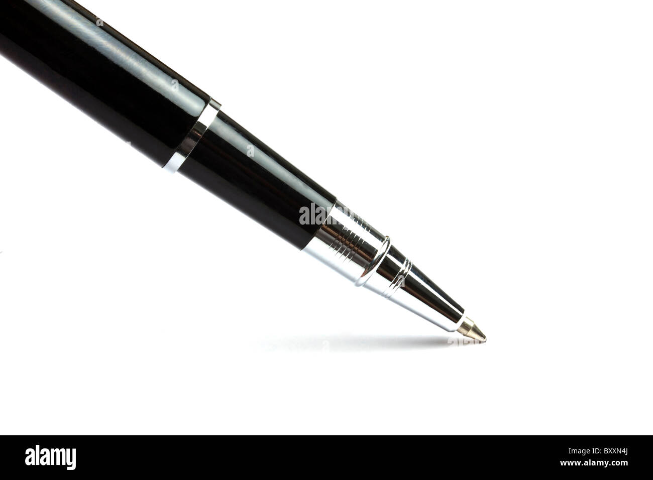 Black Ball Point Pen writing on white background Stock Photo