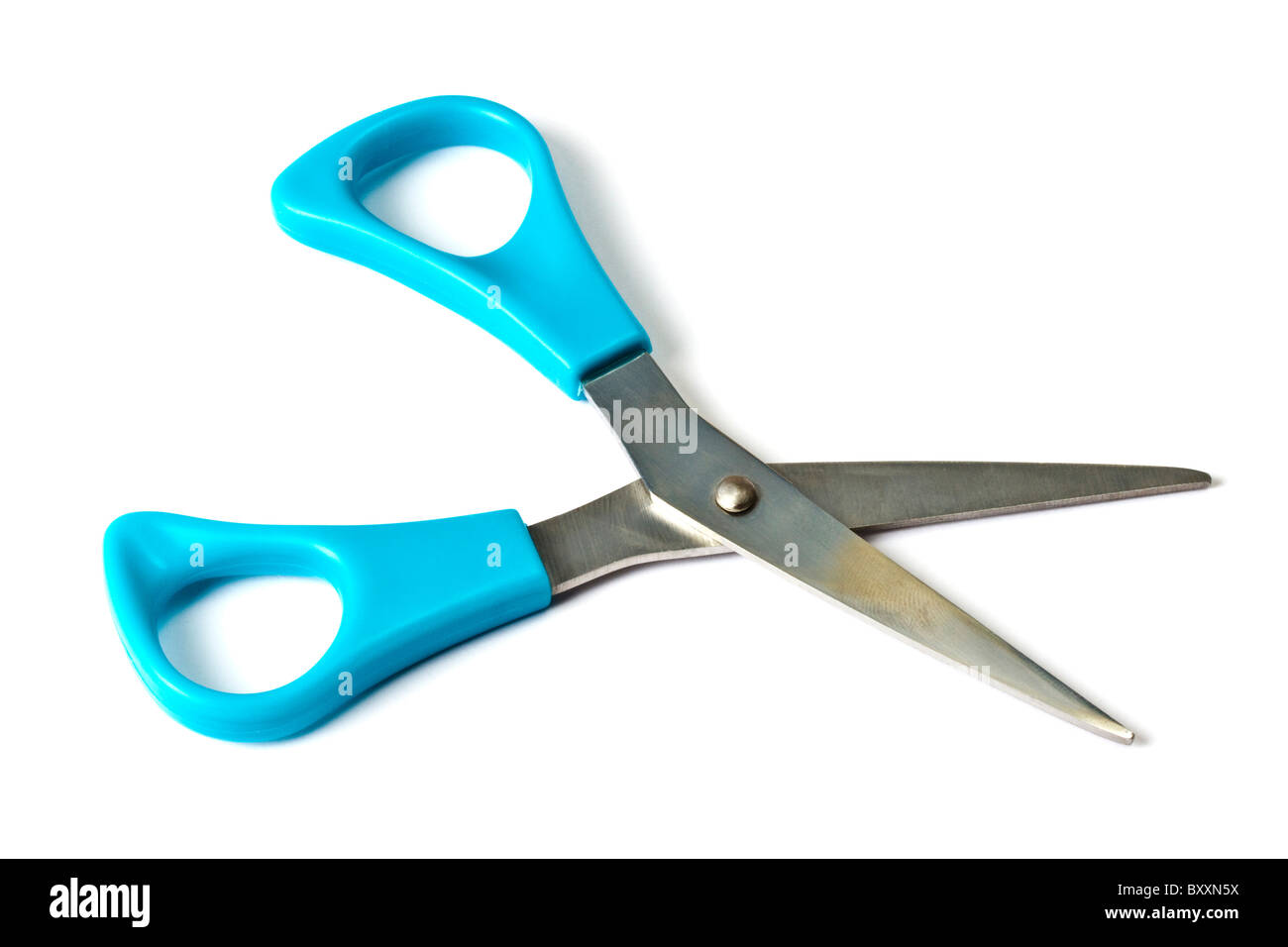 Blue scissors isolated on white background Stock Photo - Alamy