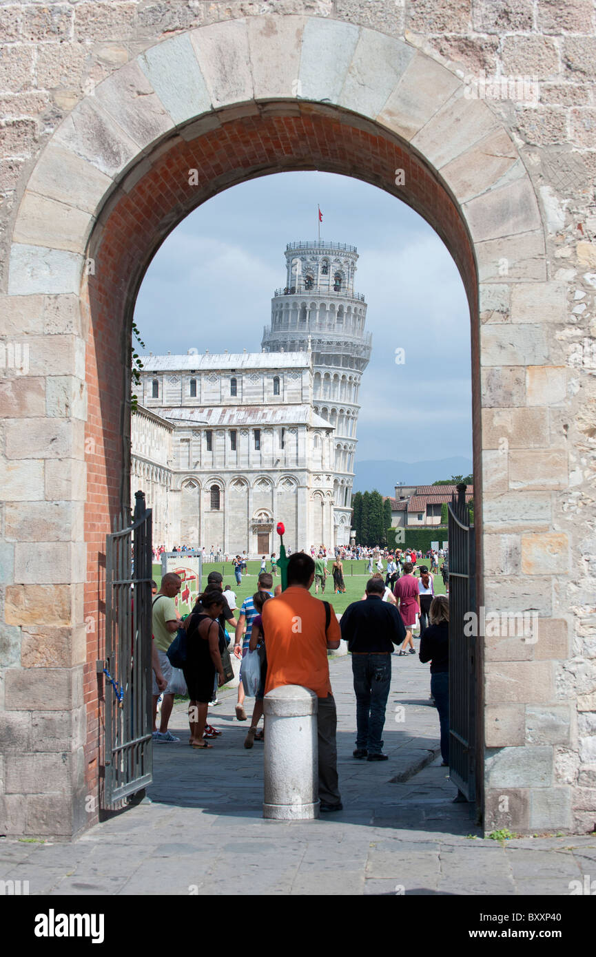 Piazza dei Miracoli and Leaning Tower Tuscany Pisa Italy Stock Photo