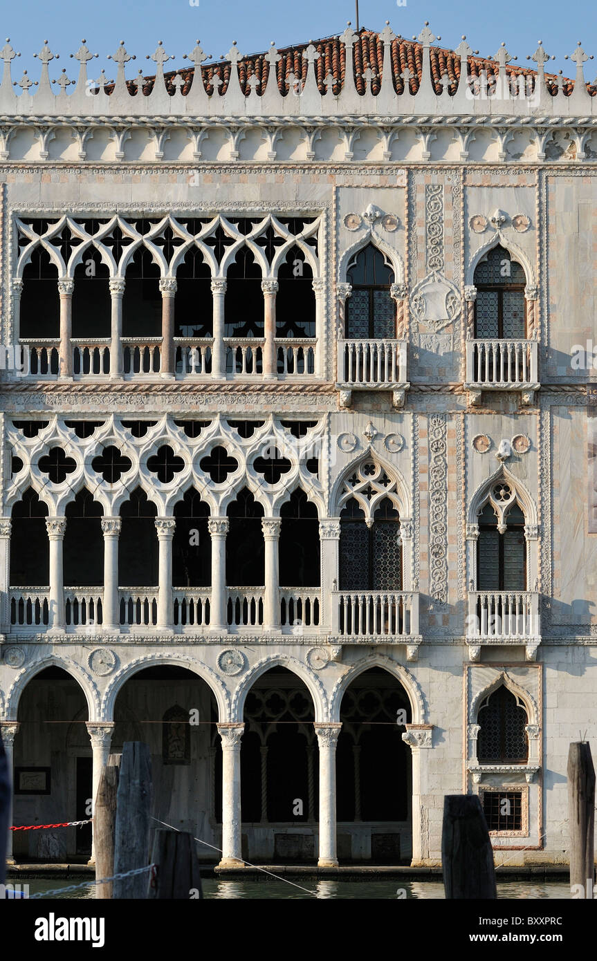 Venice. Italy. 15th C Ca' d'Oro from the Grand Canal. Stock Photo
