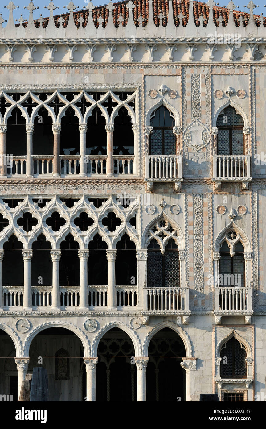 Venice. Italy. 15th C Ca' d'Oro from the Grand Canal. Stock Photo