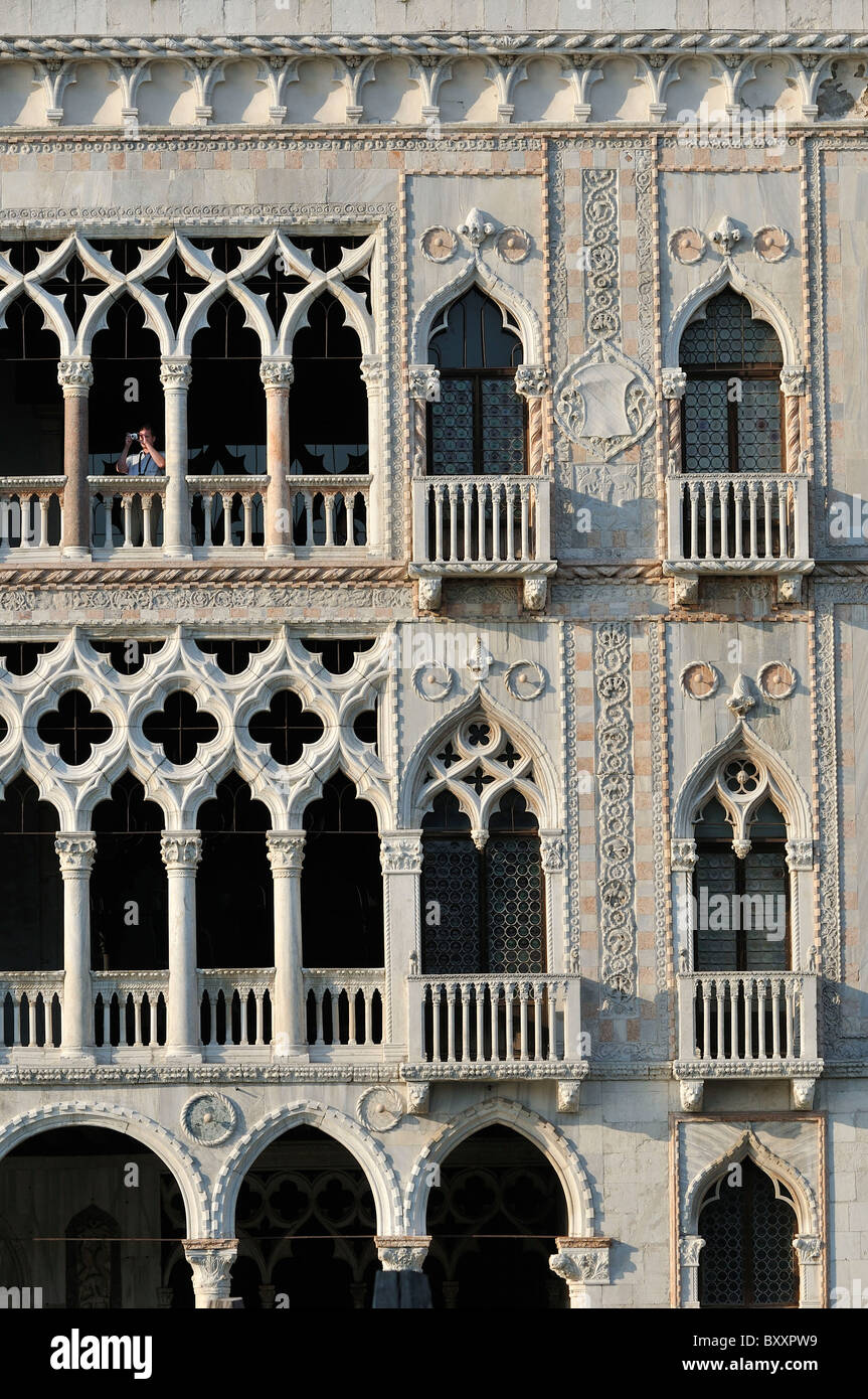 Venice. Italy. 15th C Ca' d'Oro from the Grand Canal. Stock Photo