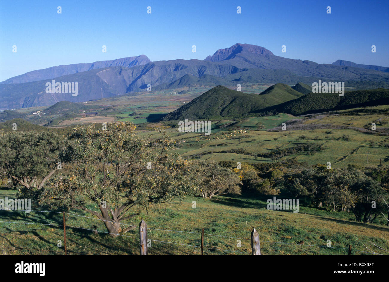 Plaine des Cafres and back Piton des Neiges peak, La Reunion island