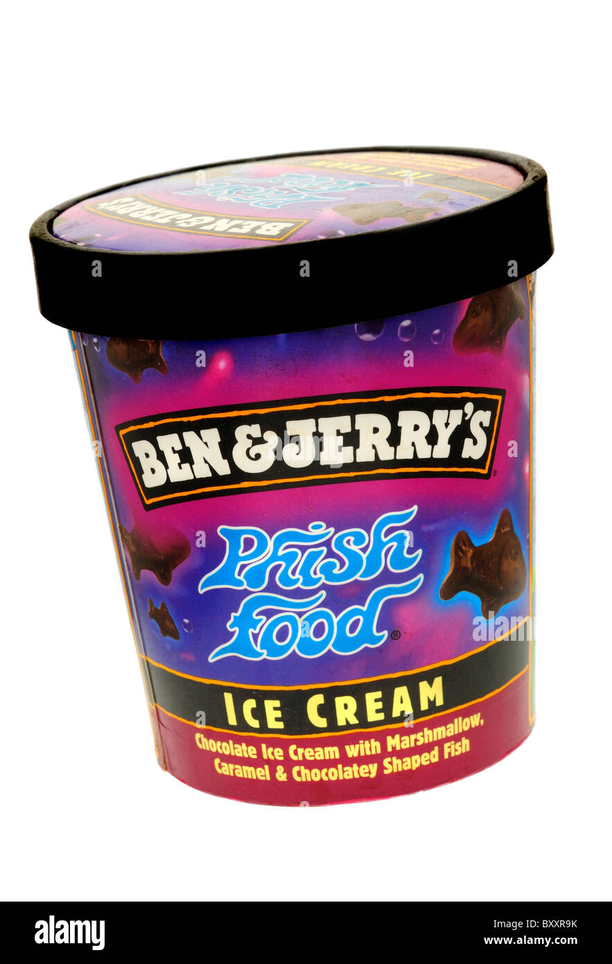Tub of Ben & Jerry's Phish Food Ice Cream Stock Photo
