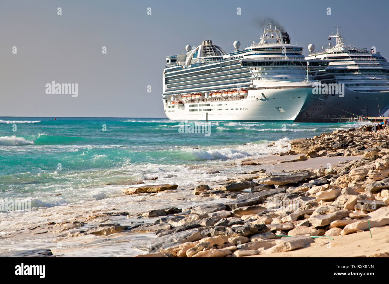 Cruise Ships in Grand Turk Port Stock Photo