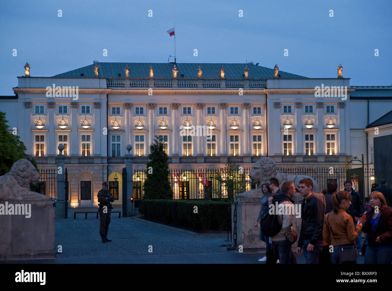 Presidential Palace in Krakowskie Przedmiescie Street, Warsaw, Poland Stock Photo