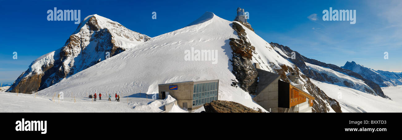 Jungrfrau Top of Europe Sphinx observatory, Jungfrau plateau Swiss Alps, Switzerland. Stock Photo