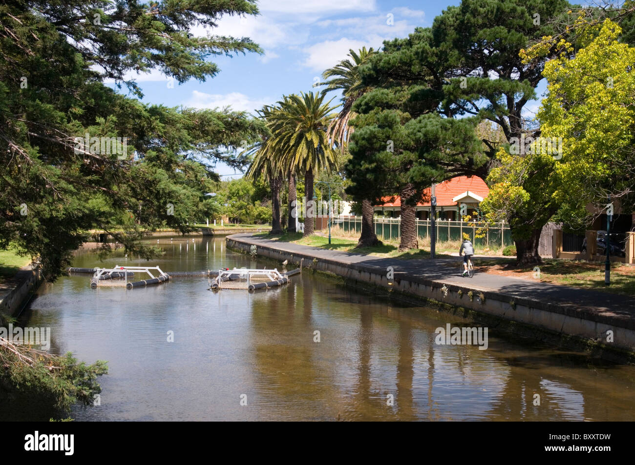 Along the Elwood Canal bicycle path, Melbourne, Australia Stock Photo