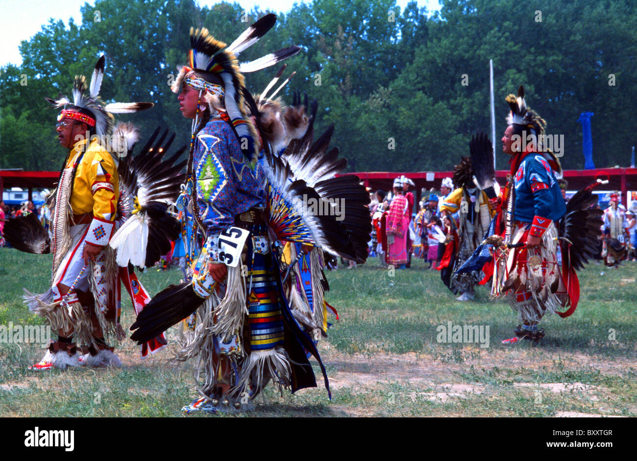 Native American Indians at a Powwow in Pine Ridge Indian Reservation, South Dakota, USA Stock Photo