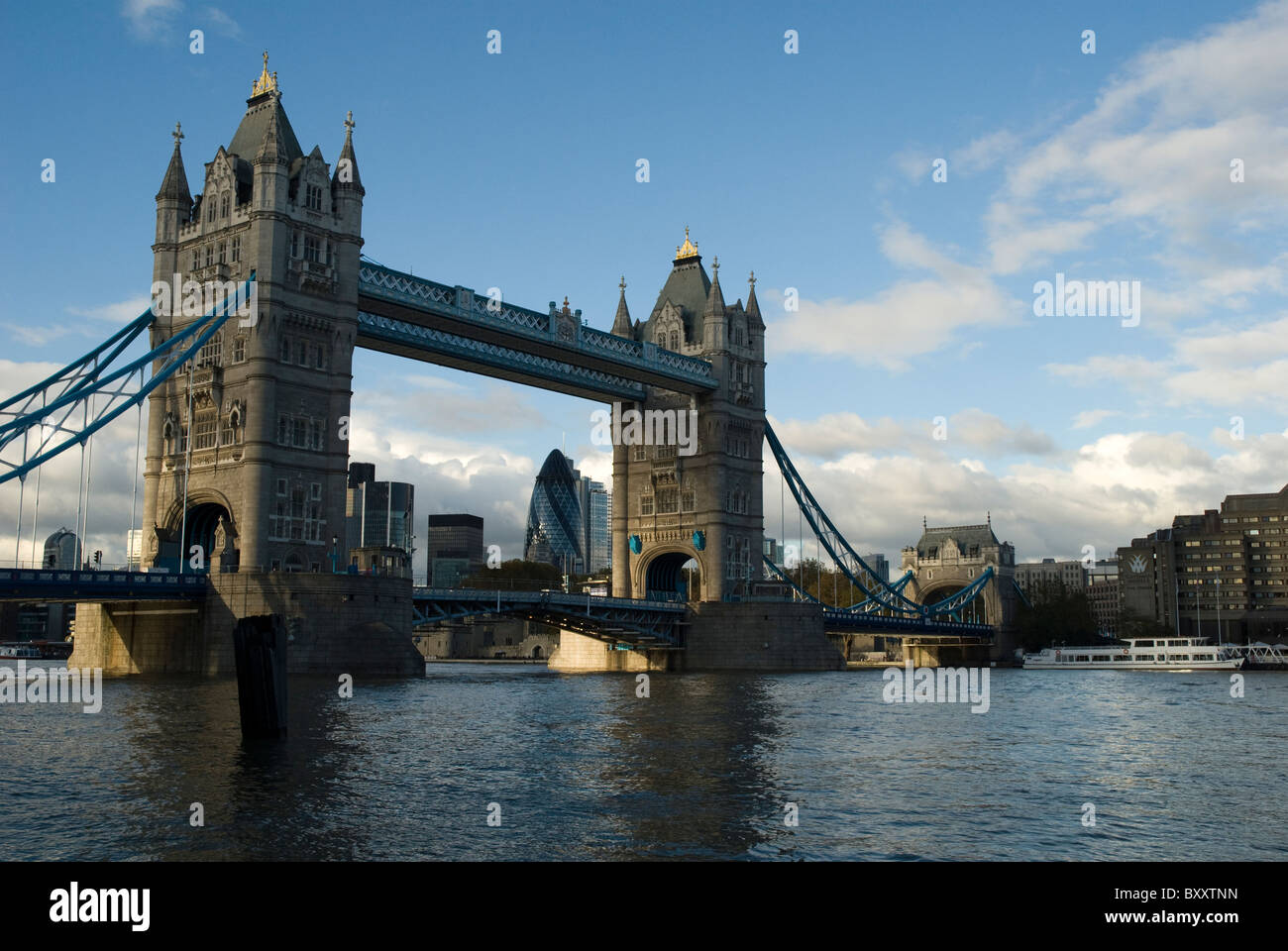 Tower Bridge in London with The City in the background Stock Photo - Alamy