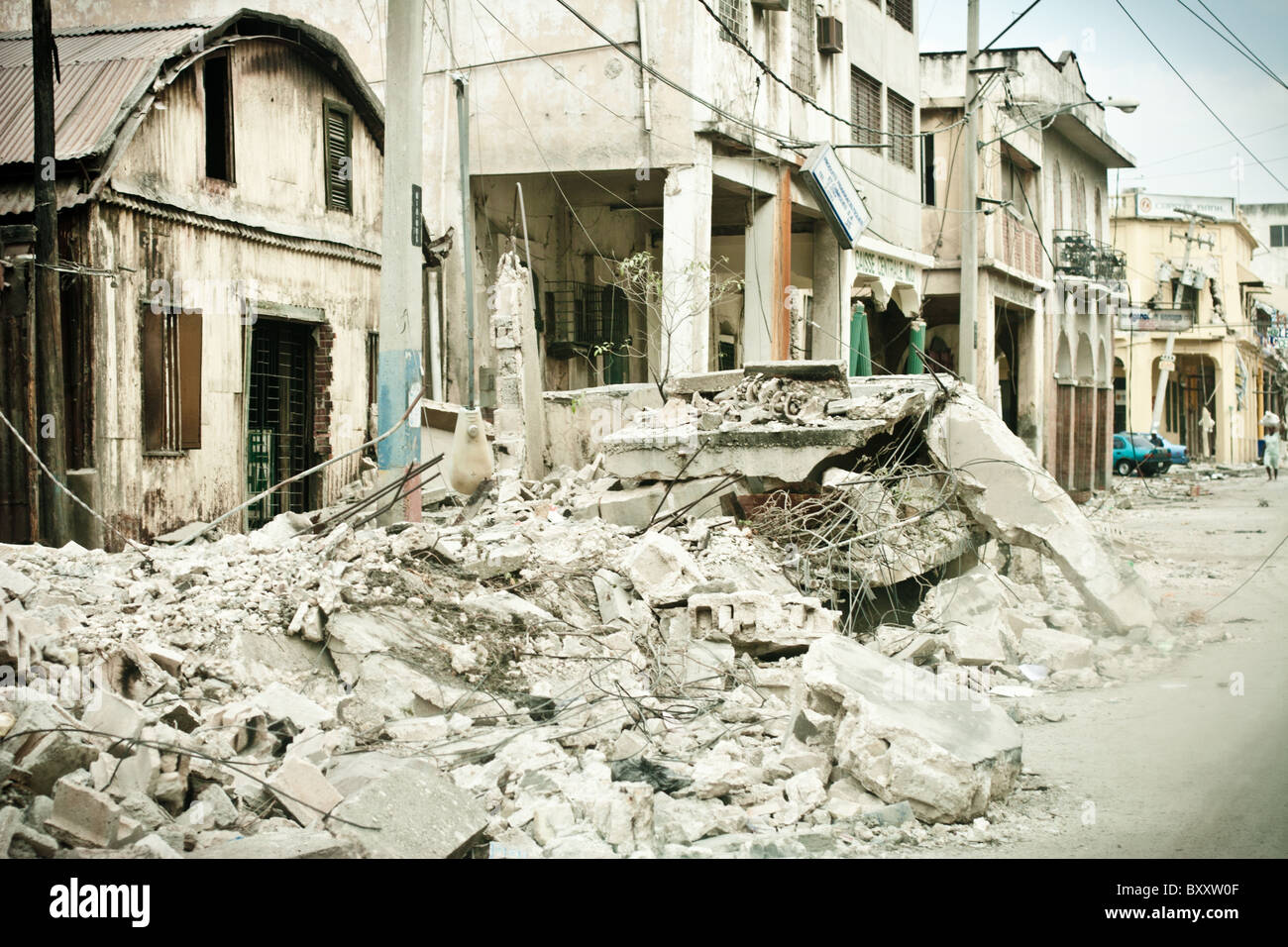 Damage from the massive earthquake that struck Haiti on January 12, 2010. Stock Photo