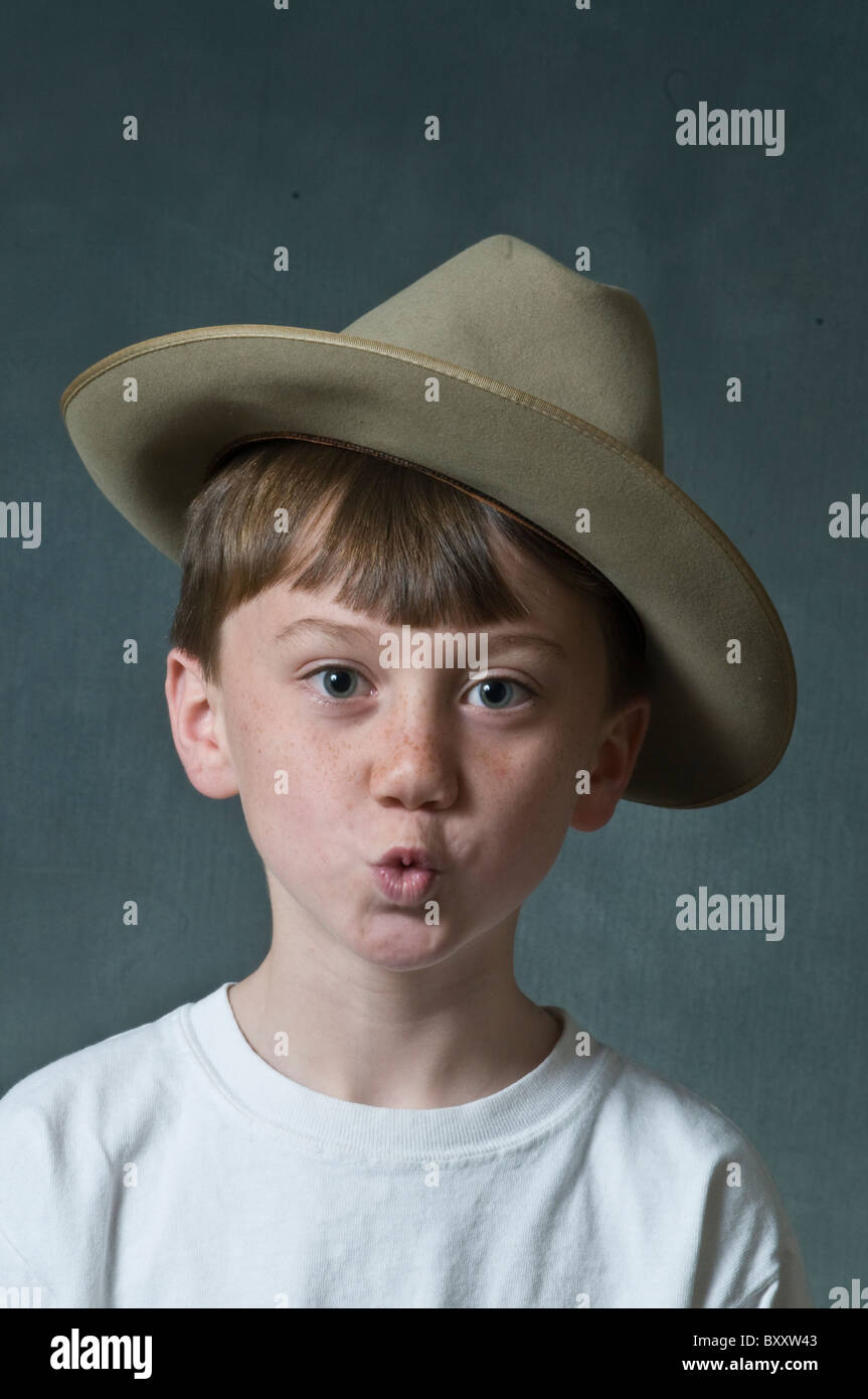 One young Caucasian boy brother  copy space Stock Photo