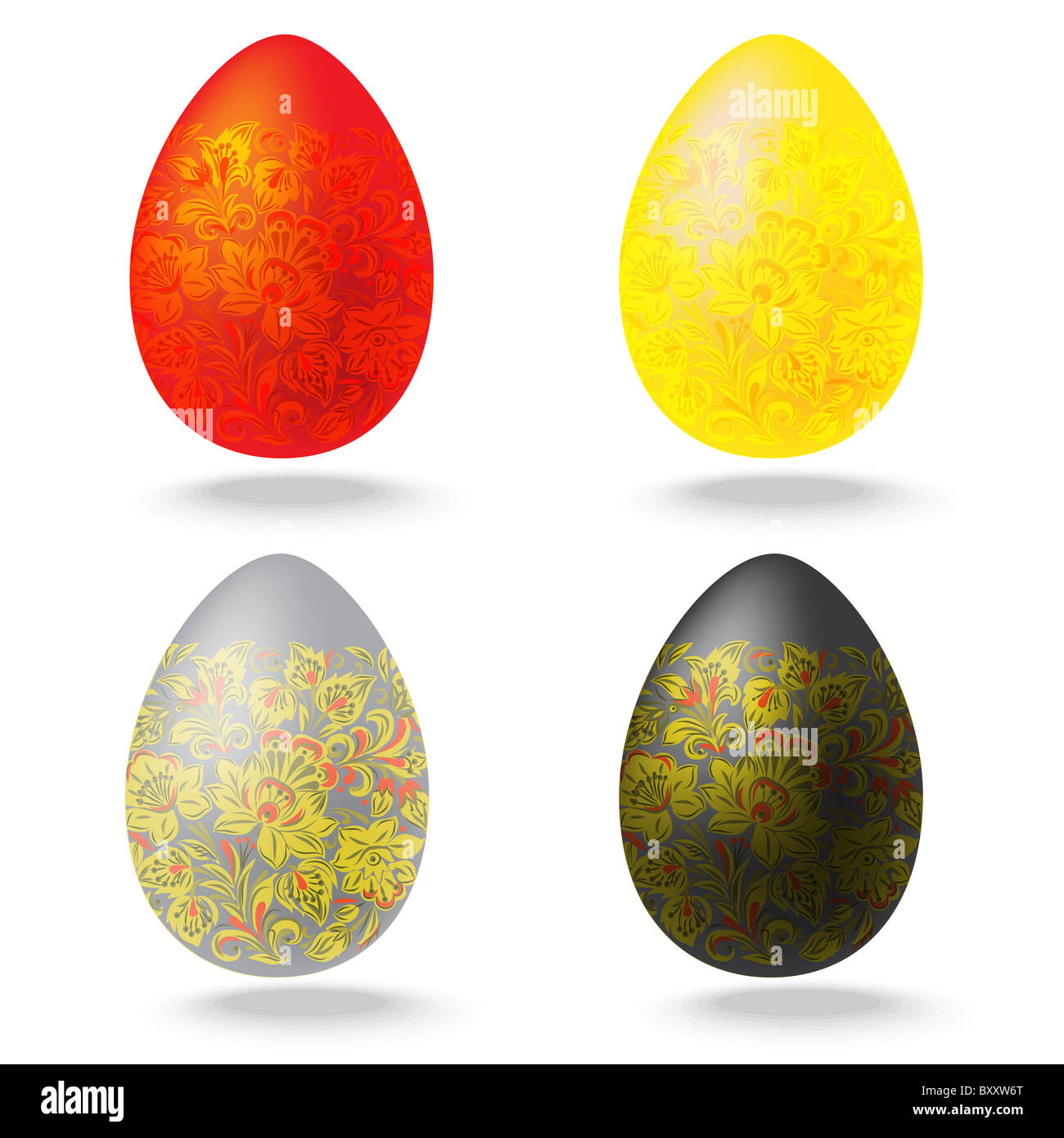 Easter eggs collection isolated on white background Stock Photo - Alamy