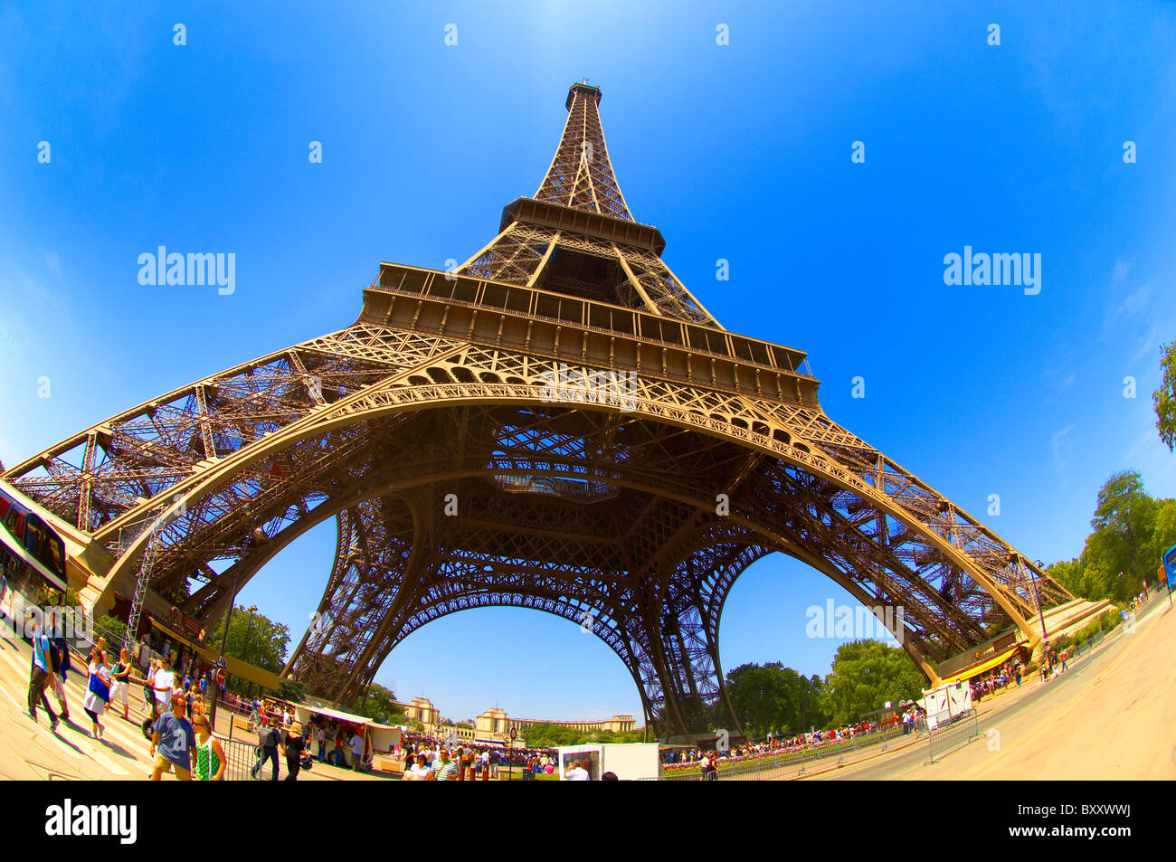 Paris - France -Eifel Tower - wide angle photo Stock Photo