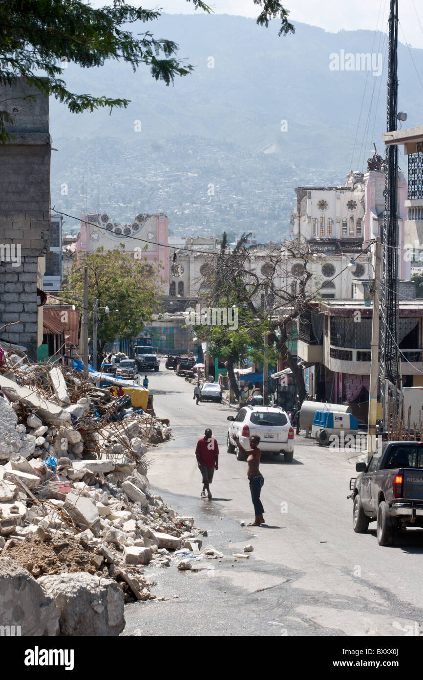 A Catholic cathedral damaged by  the massive earthquake that struck Haiti on January 12, 2010. Stock Photo