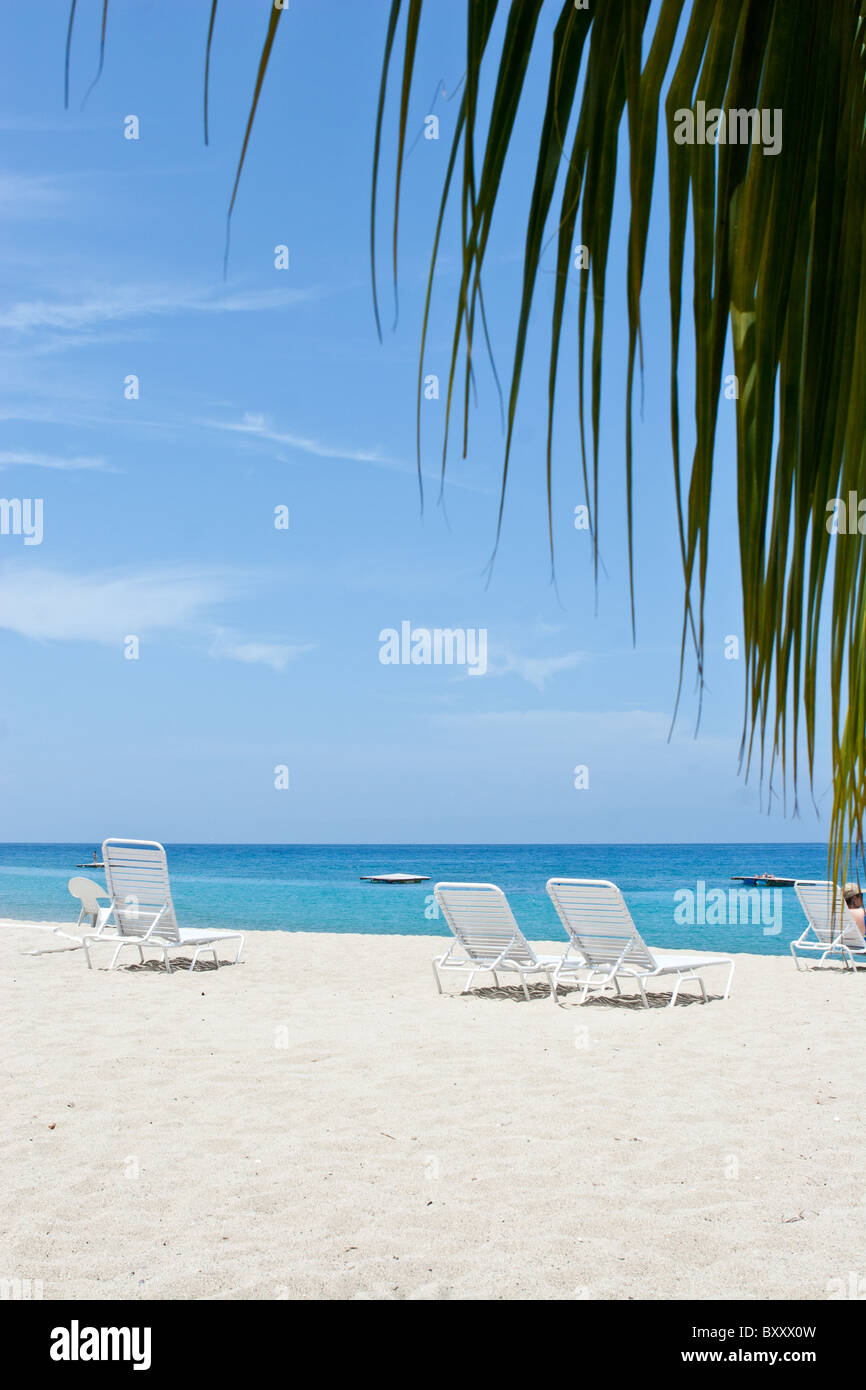 An empty tropical beach in the Caribbean country of Haiti shortly after the 2010 earthquake. Stock Photo