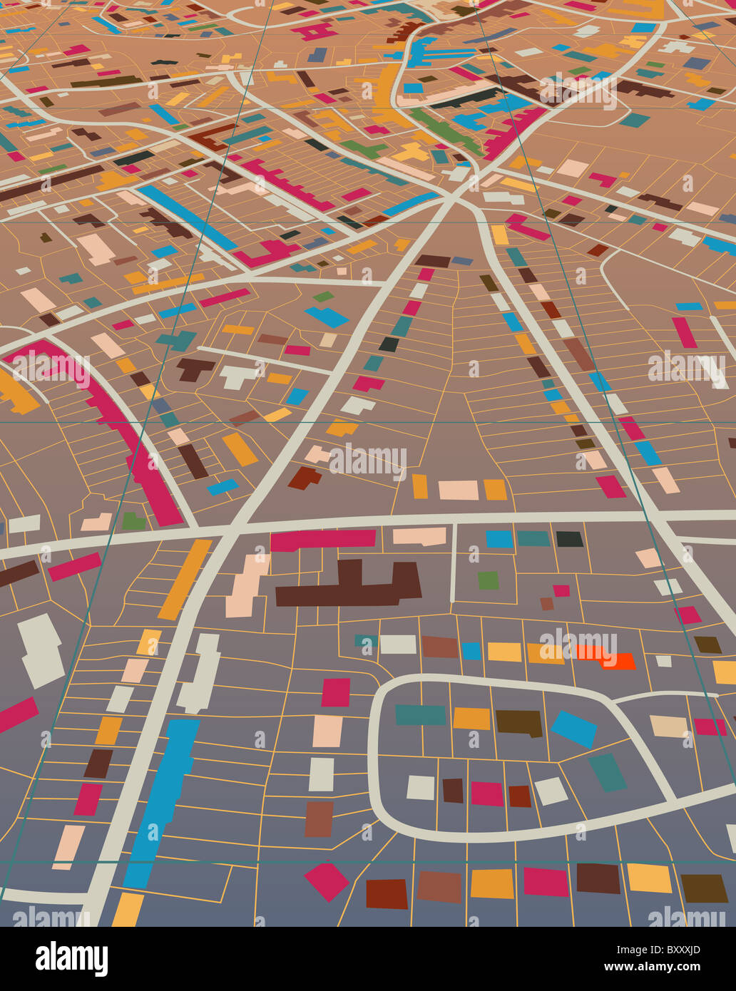 Illustration of a generic colorful street map without names Stock Photo Alamy