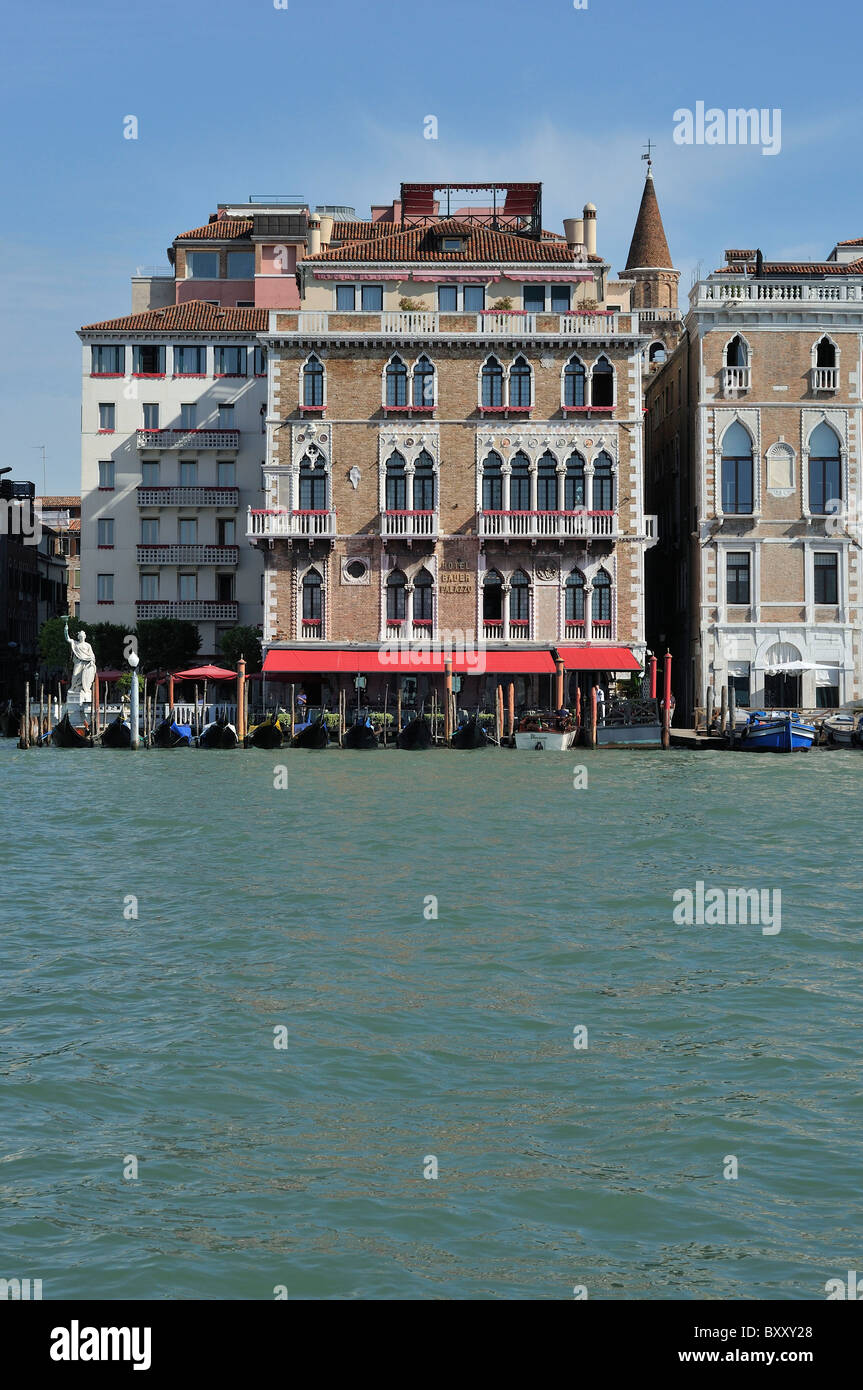 Venice. Italy. Hotel Bauer Grunwald Palazzo view from the Grand Canal. Stock Photo