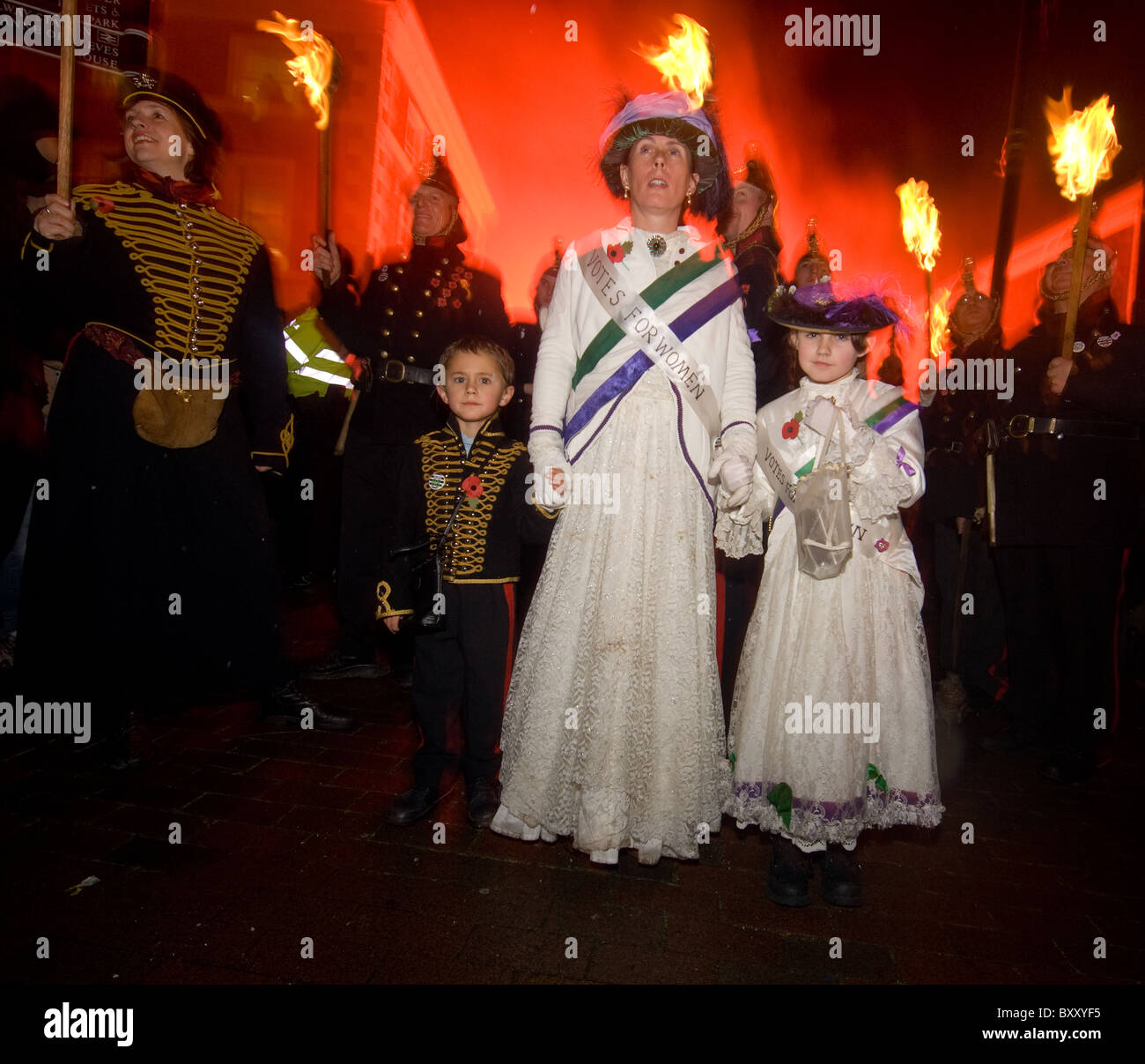 Lewes bonfire night Guy Fawkes Suffragettes Stock Photo - Alamy
