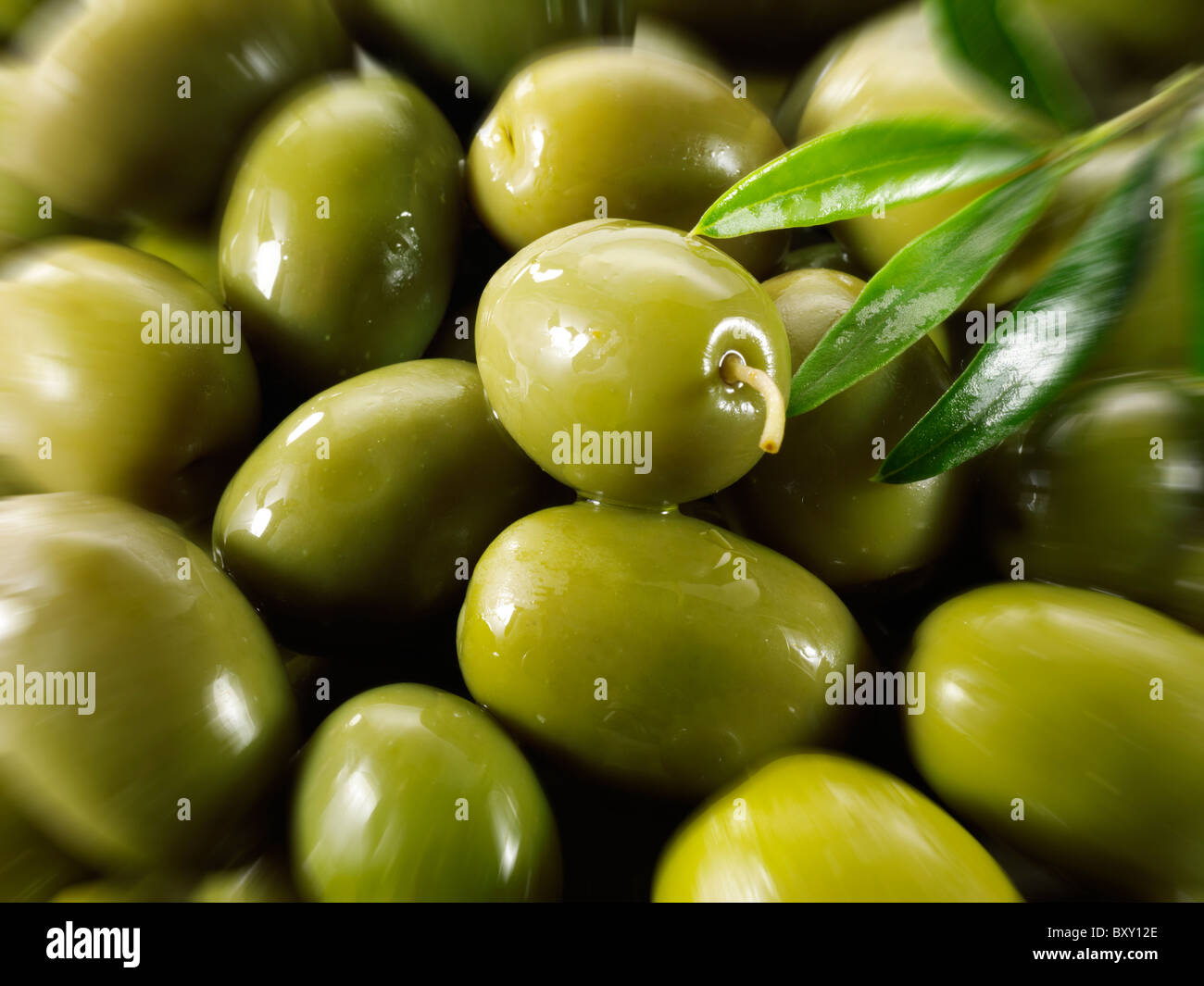 Fresh green queen olives photos, pictures & images. Stock Photo