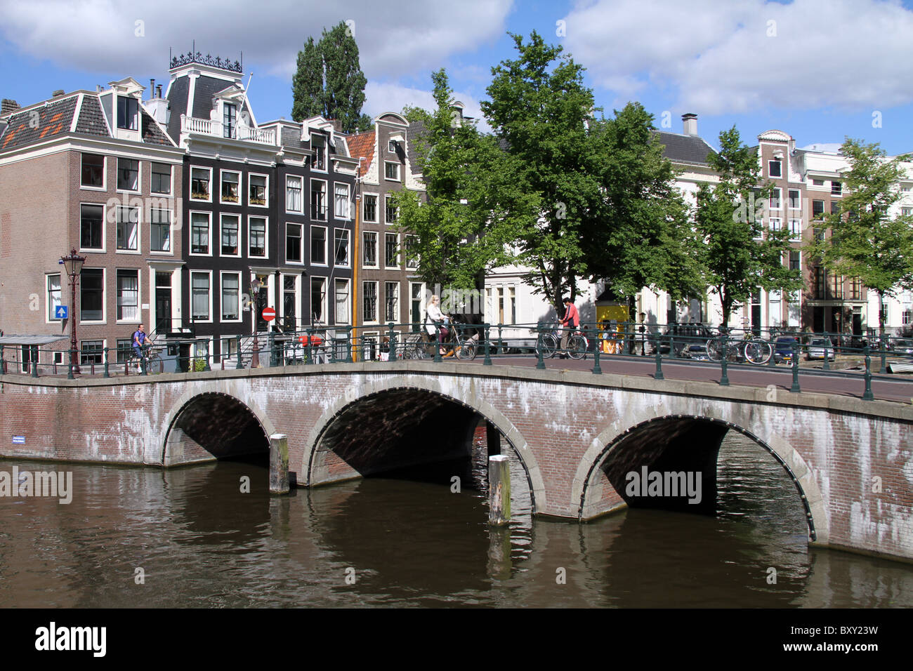 Bridge on the canal at Leidse Gracht in Amsterdam, Holland Stock Photo