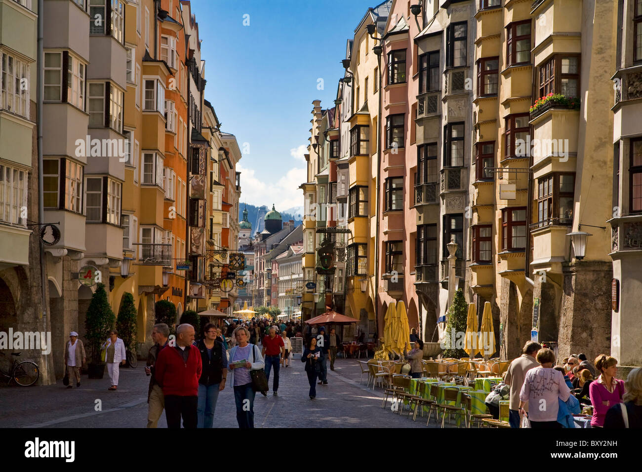Friedrich Strasse (street) in the old section of the city of Innsbruck, Austria. Stock Photo
