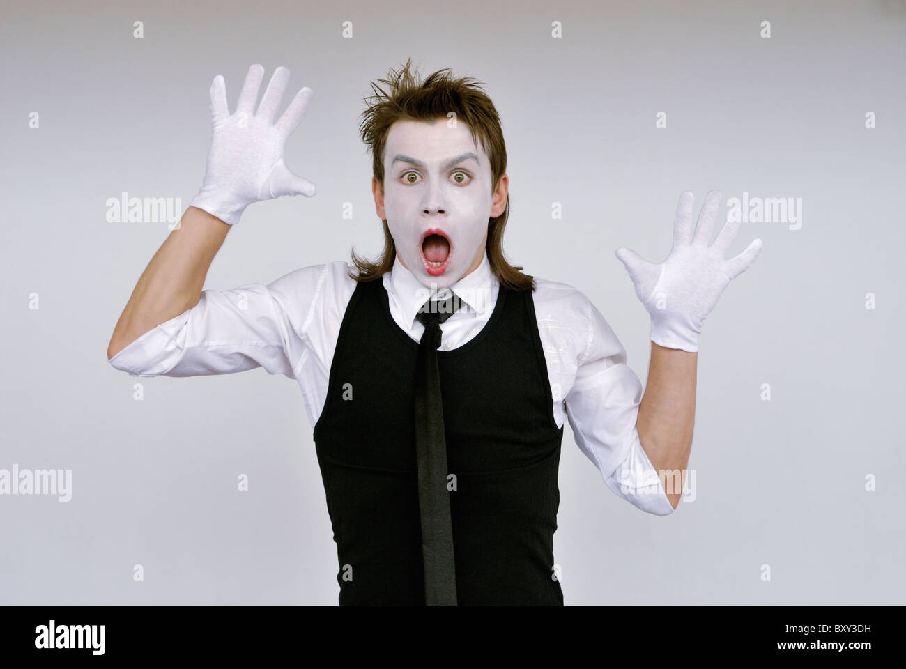 dramatic mime actor . Close-up Stock Photo