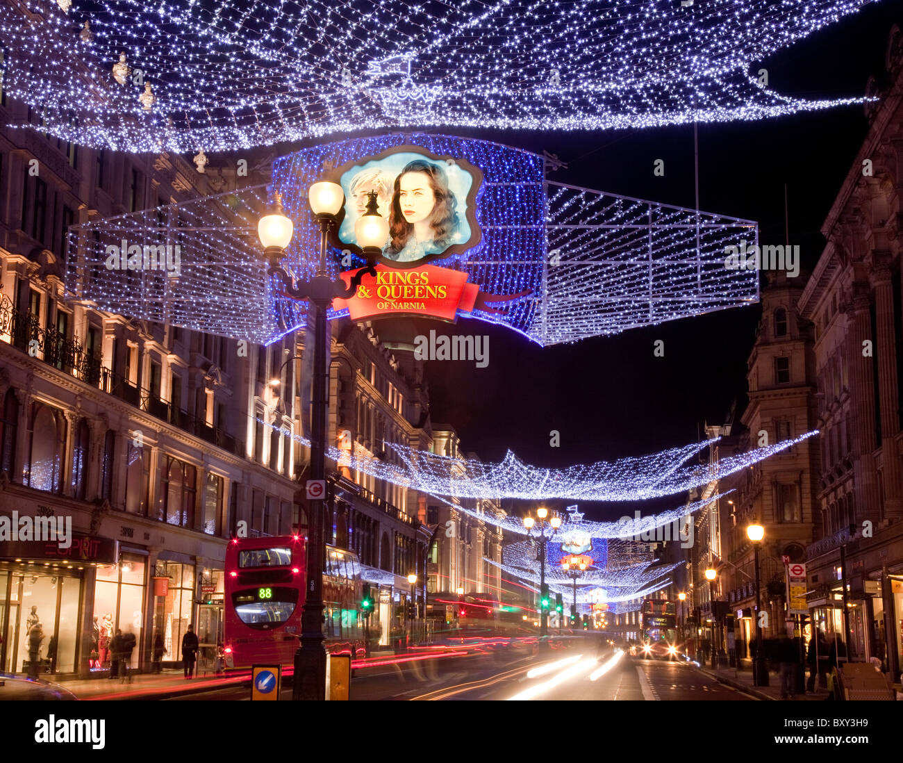 Colourful Christmas decorations in Regent Street London UK Stock Photo