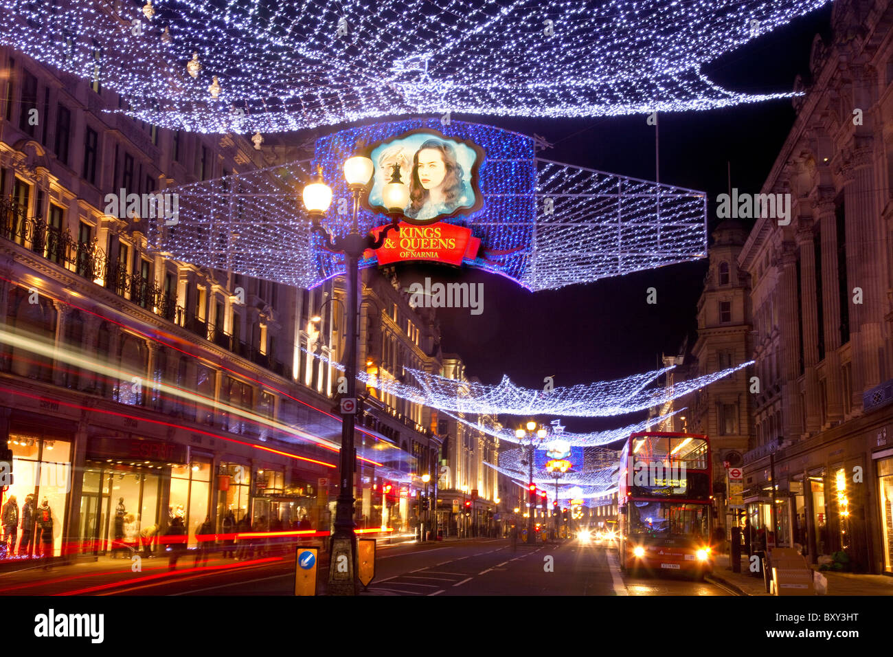 The Christmas Decorations in Regent Street , London . Stock Photo