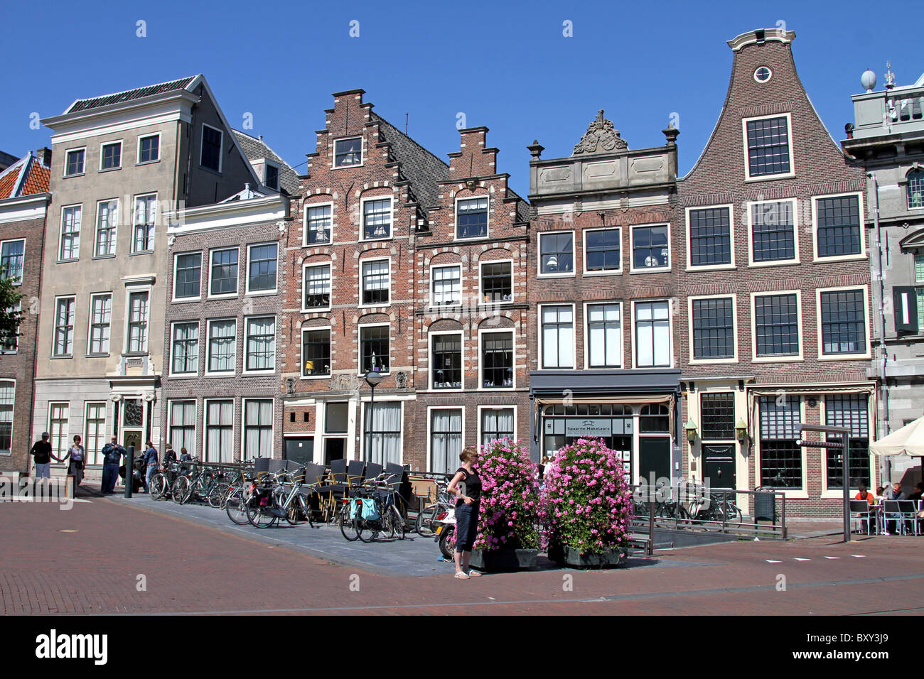 Traditional Dutch houses and architecture in Haarlem, Holland Stock Photo