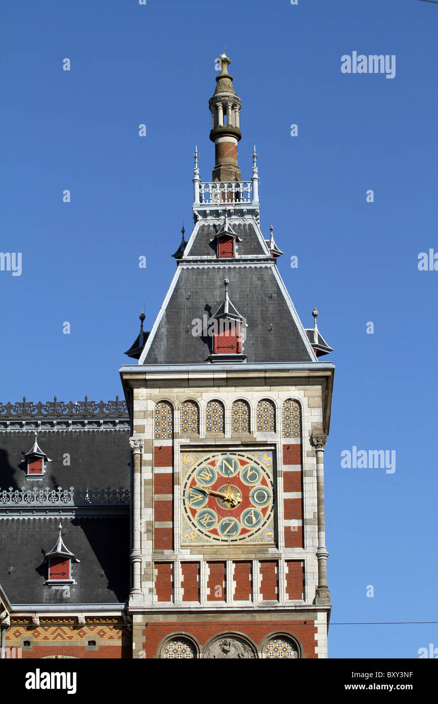 Wind direction dial on Central Station in Amsterdam, Holland Stock Photo