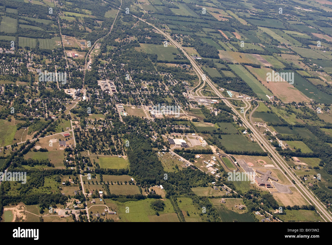 Aerial View Leslie Michigan USA Stock Photo Alamy