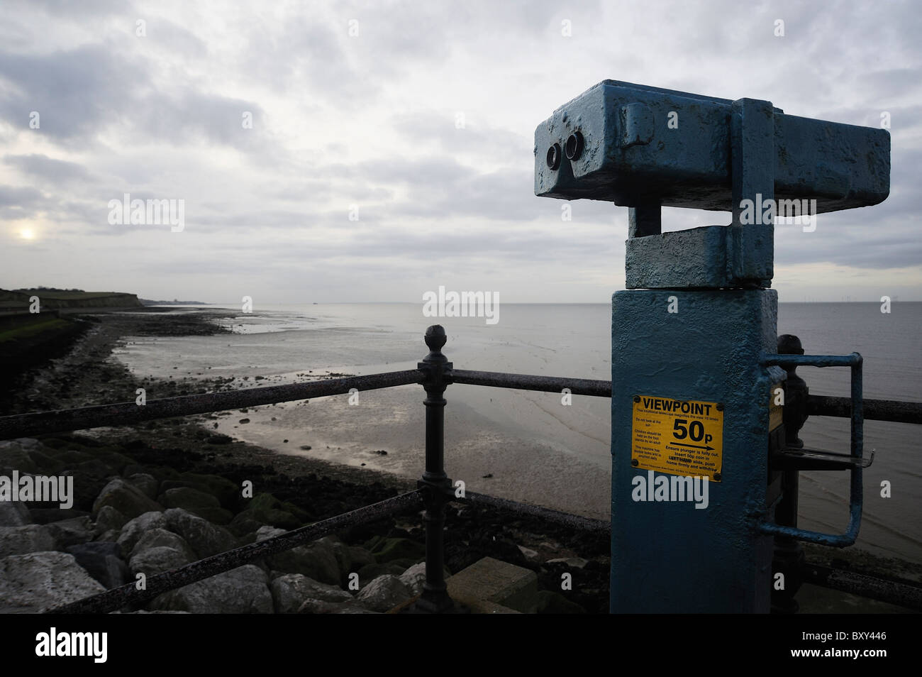 coin operated binoculars for tourists Reculver Kent Stock Photo Alamy