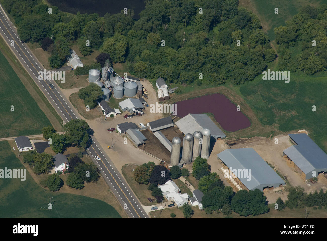 Aerial Michigan Farm Stock Photo Alamy