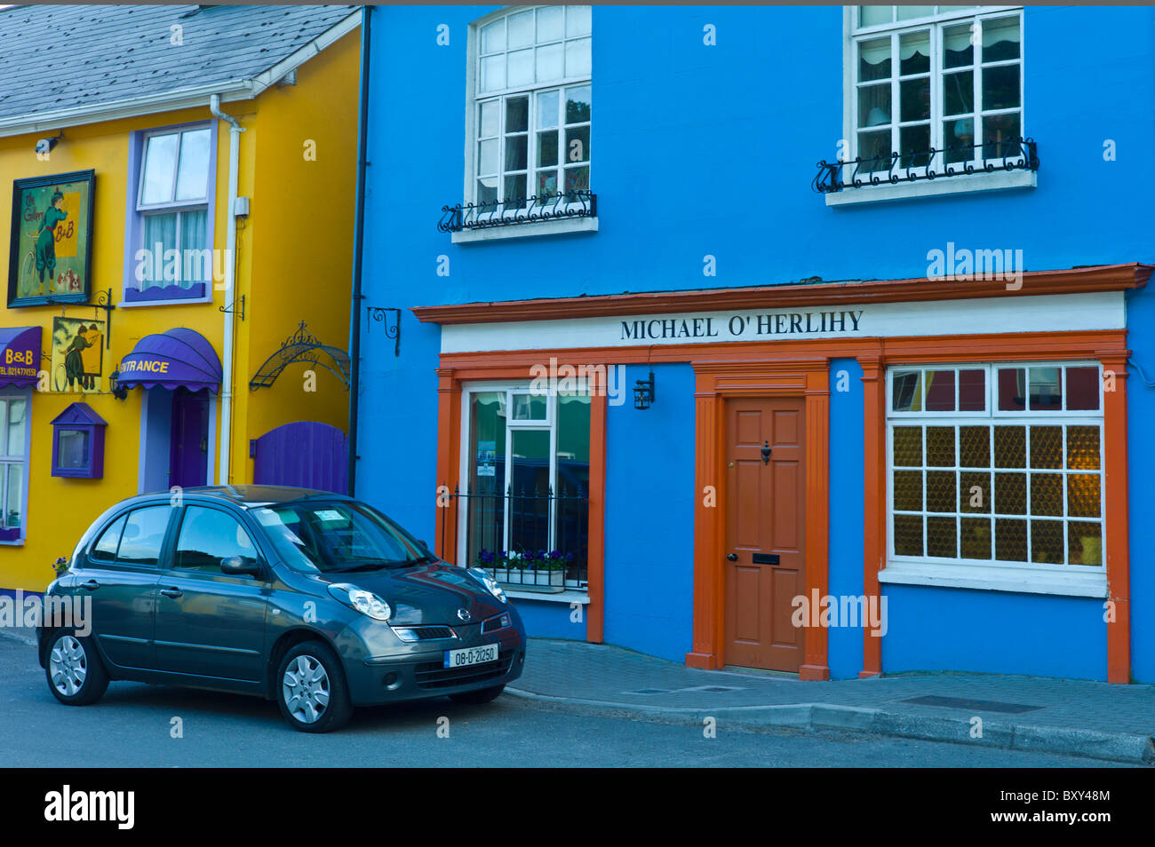 Street scene of traditional brightly coloured properties in Kinsale