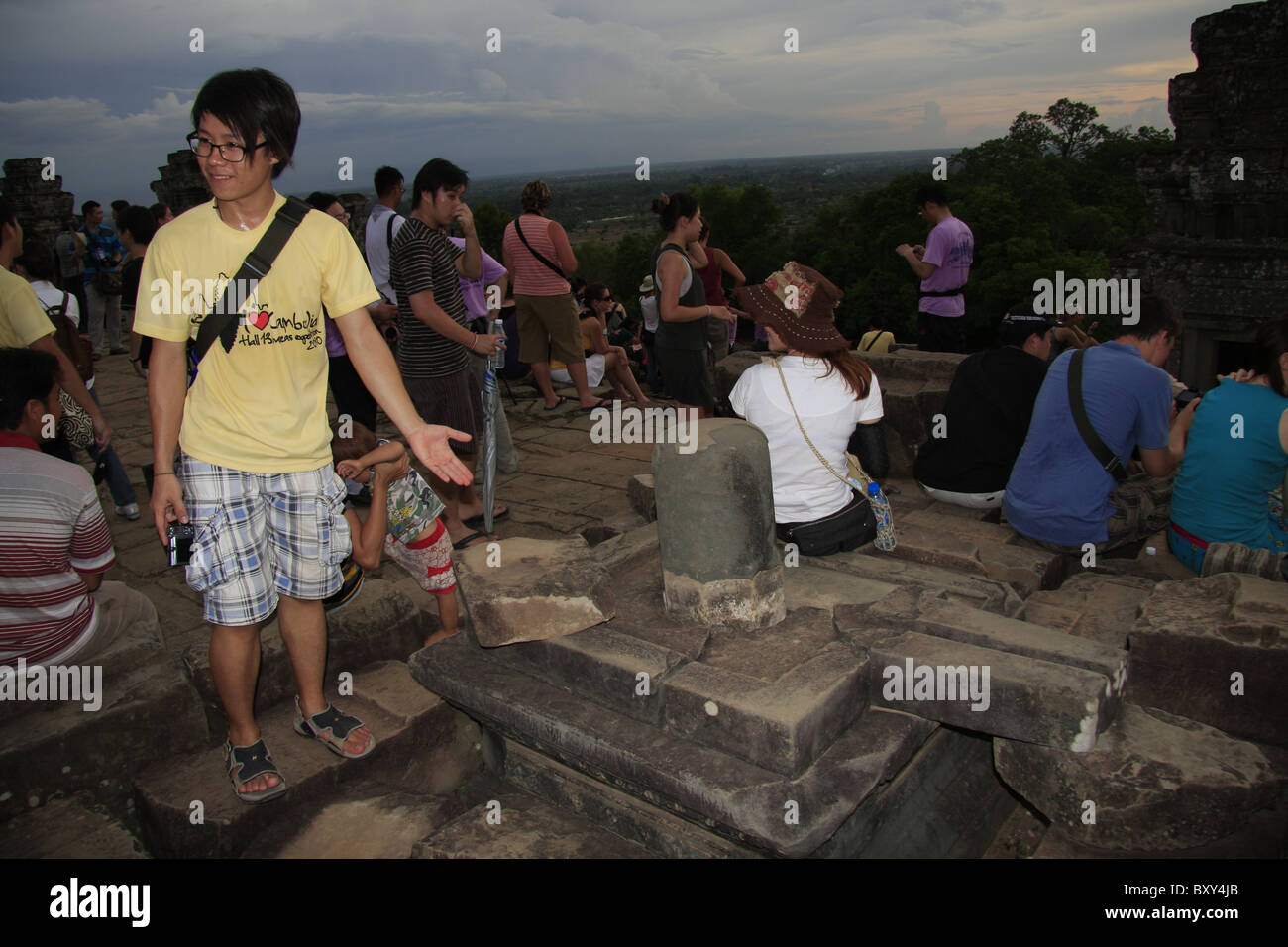 Phnom Bakheng, a temple mountain and popular sunset spot in the Angkor Archaeological Park, Siem Reap, Cambodia. Stock Photo