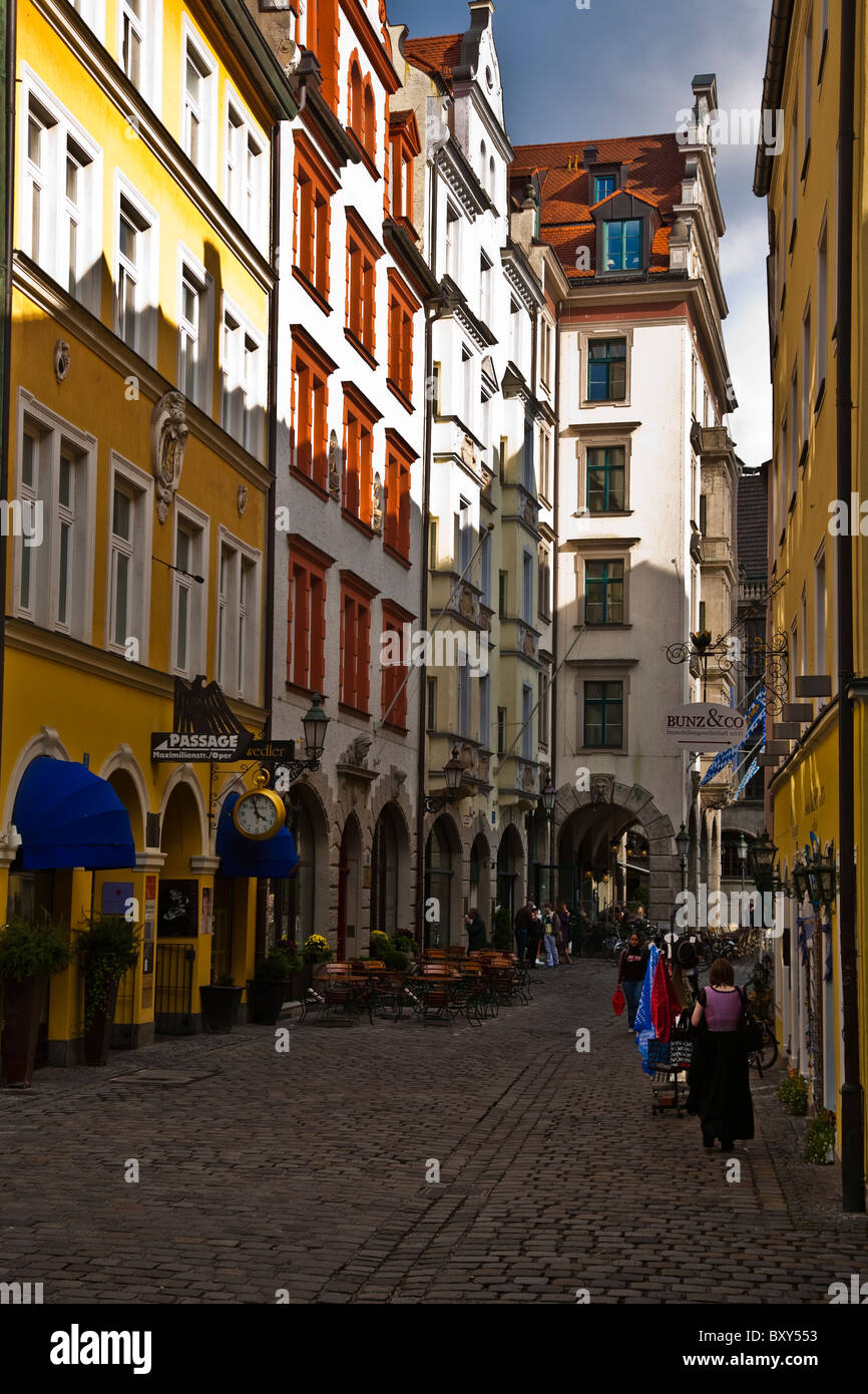 Street scene in the historic section of Munich, Germany Stock Photo