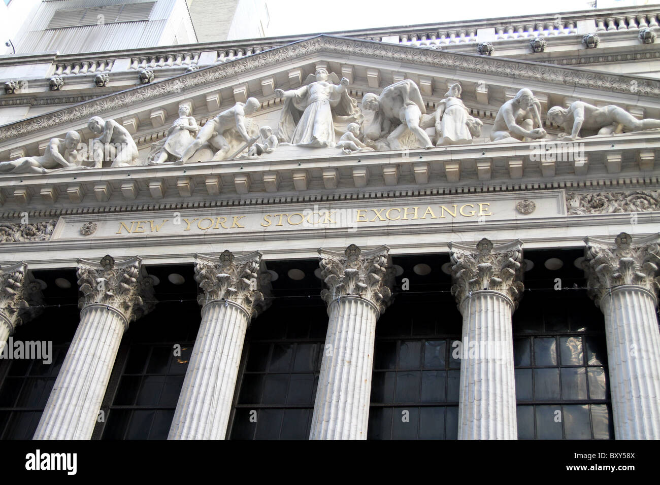 New York Stock Exchange in the Wall Street Financial District of downtown New York, America Stock Photo