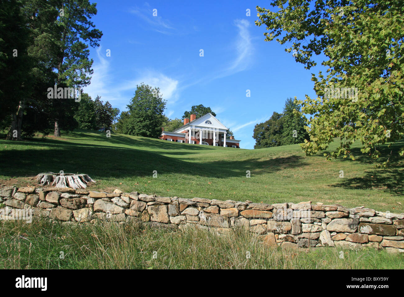 View up Marye's Heights from the Sunken Road to Brompton in the Fredericksburg National Military Park, Virginia. Stock Photo