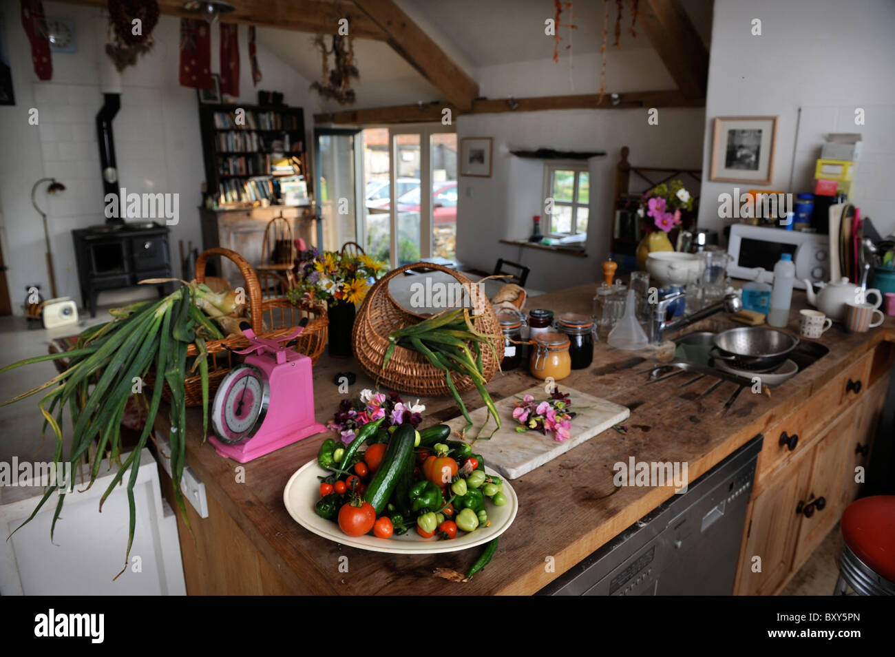 A country kitchen with fresh produce Dorset, UK Stock Photo Alamy