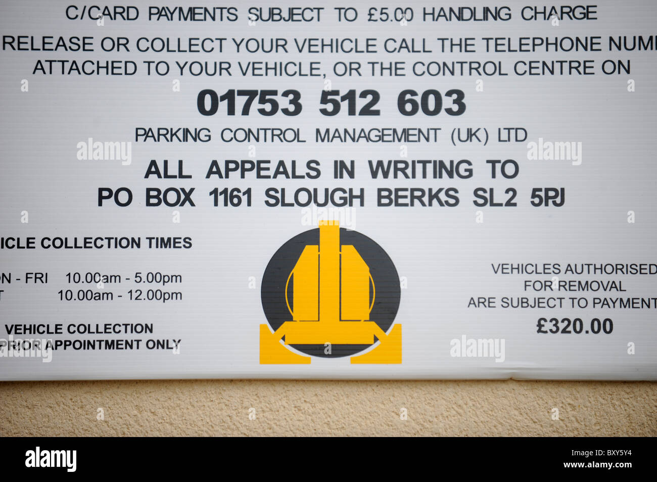 A car clamping company notice in a private car park for residential