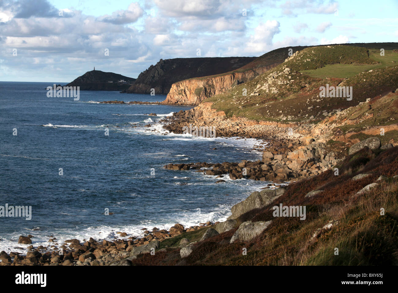 A stretch of Cornish coastline between Nanjulian and Nanquidno in Penwith, Cornwall, England. Stock Photo