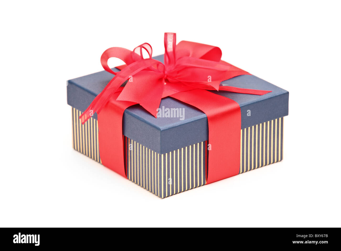 A gift box with red ribbons Stock Photo Alamy