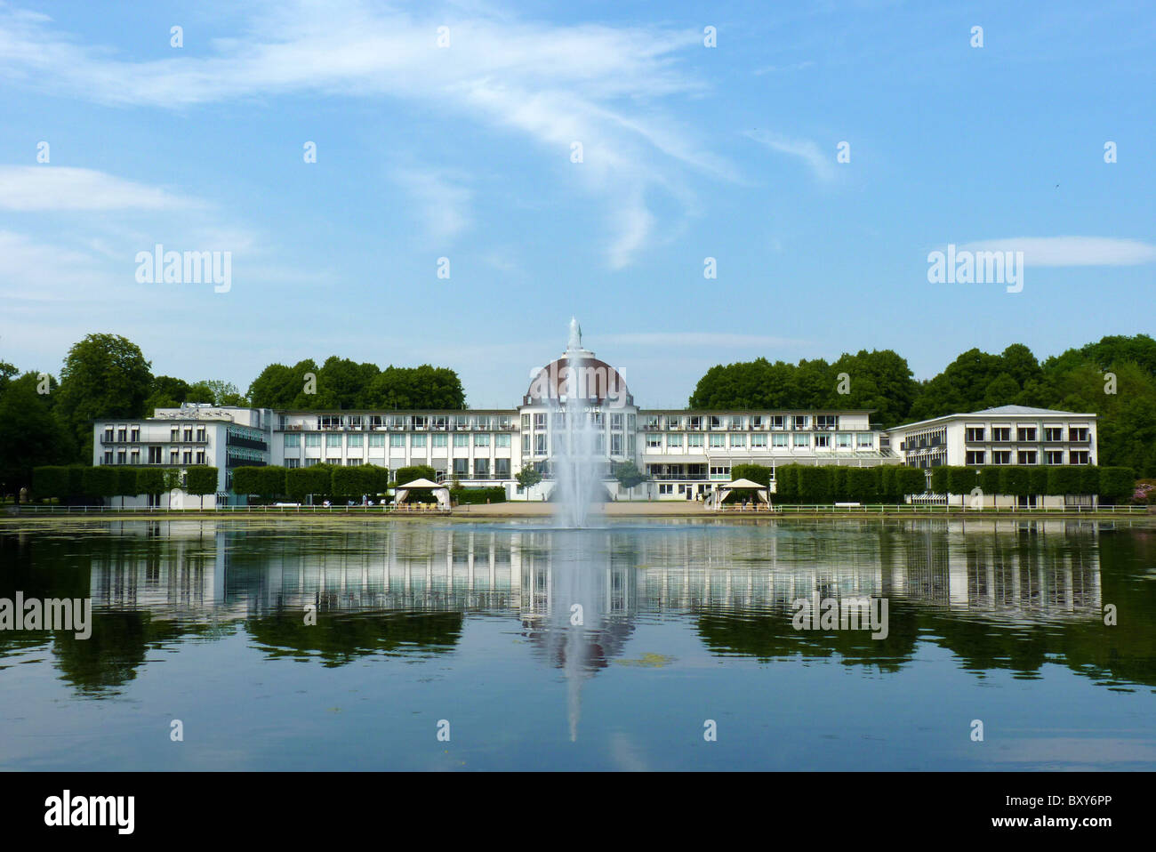 Park Hotel and Hollersee Lake. Bremen, Germany. Stock Photo