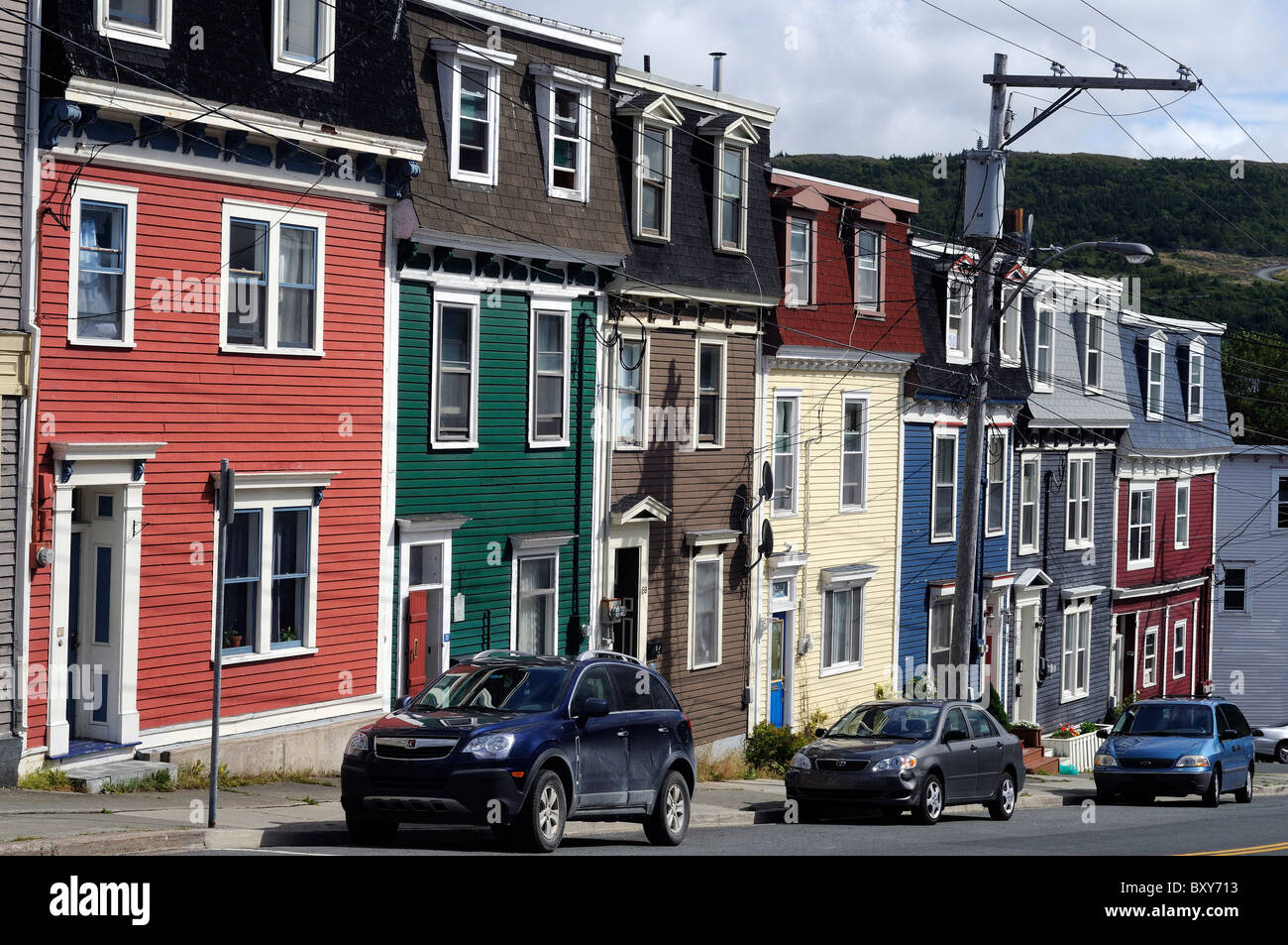 Colourful Row Houses On Prescott Street St John's Newfoundland Canada