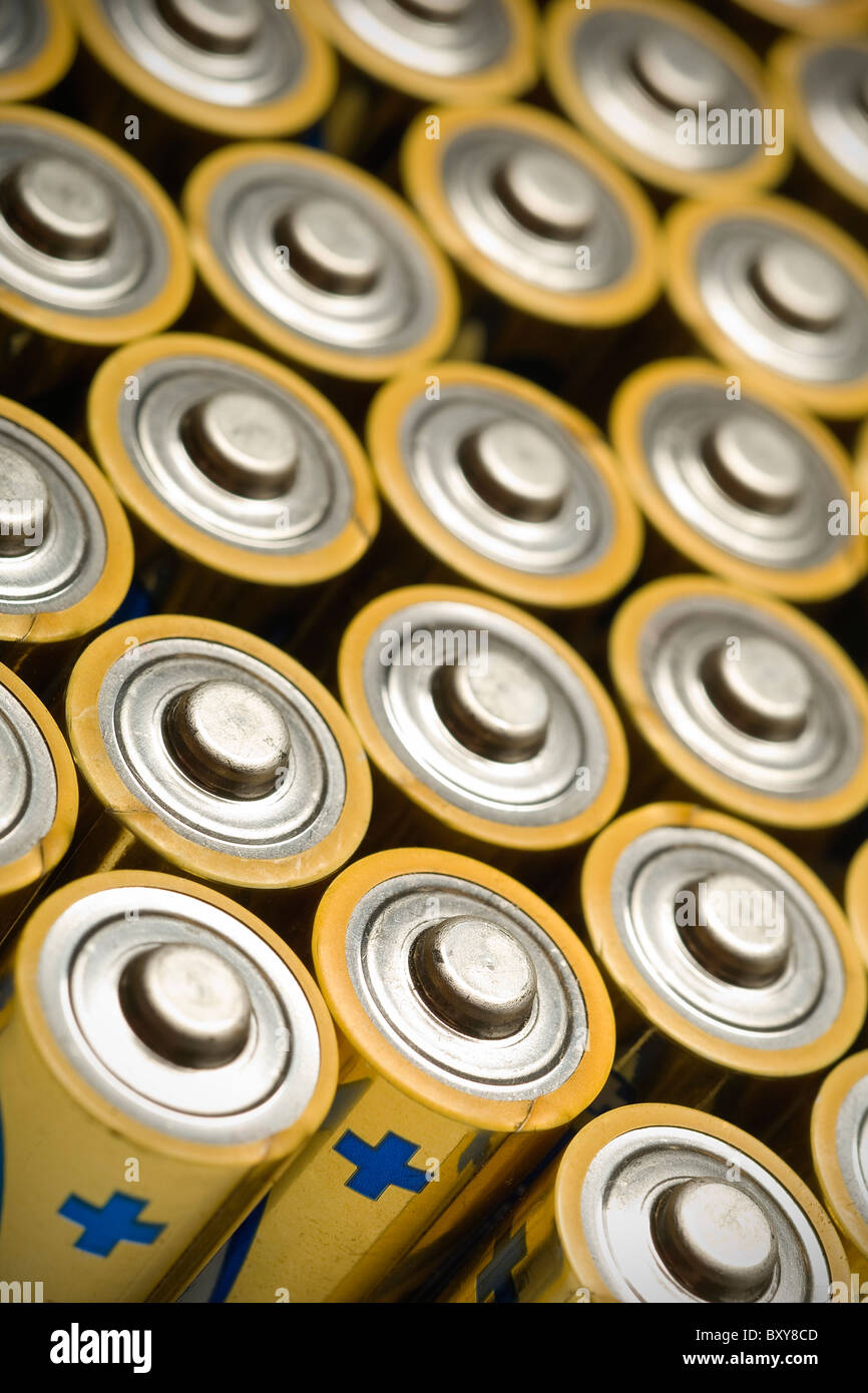 a frameful of batteries Stock Photo