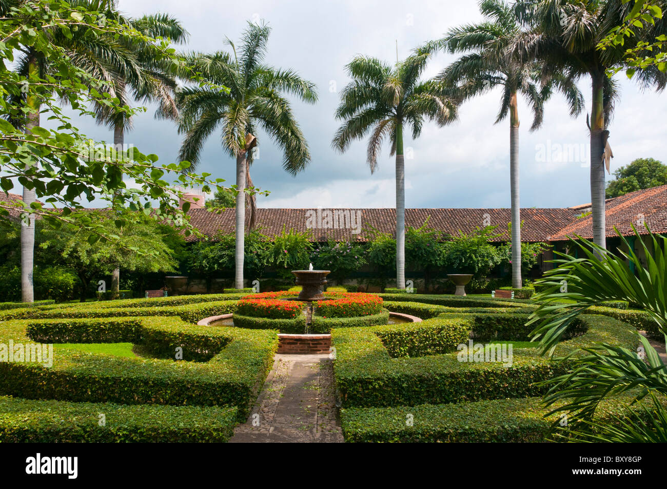 Courtyard of the historical Hotel El Convento Leon Nicaragua Stock Photo
